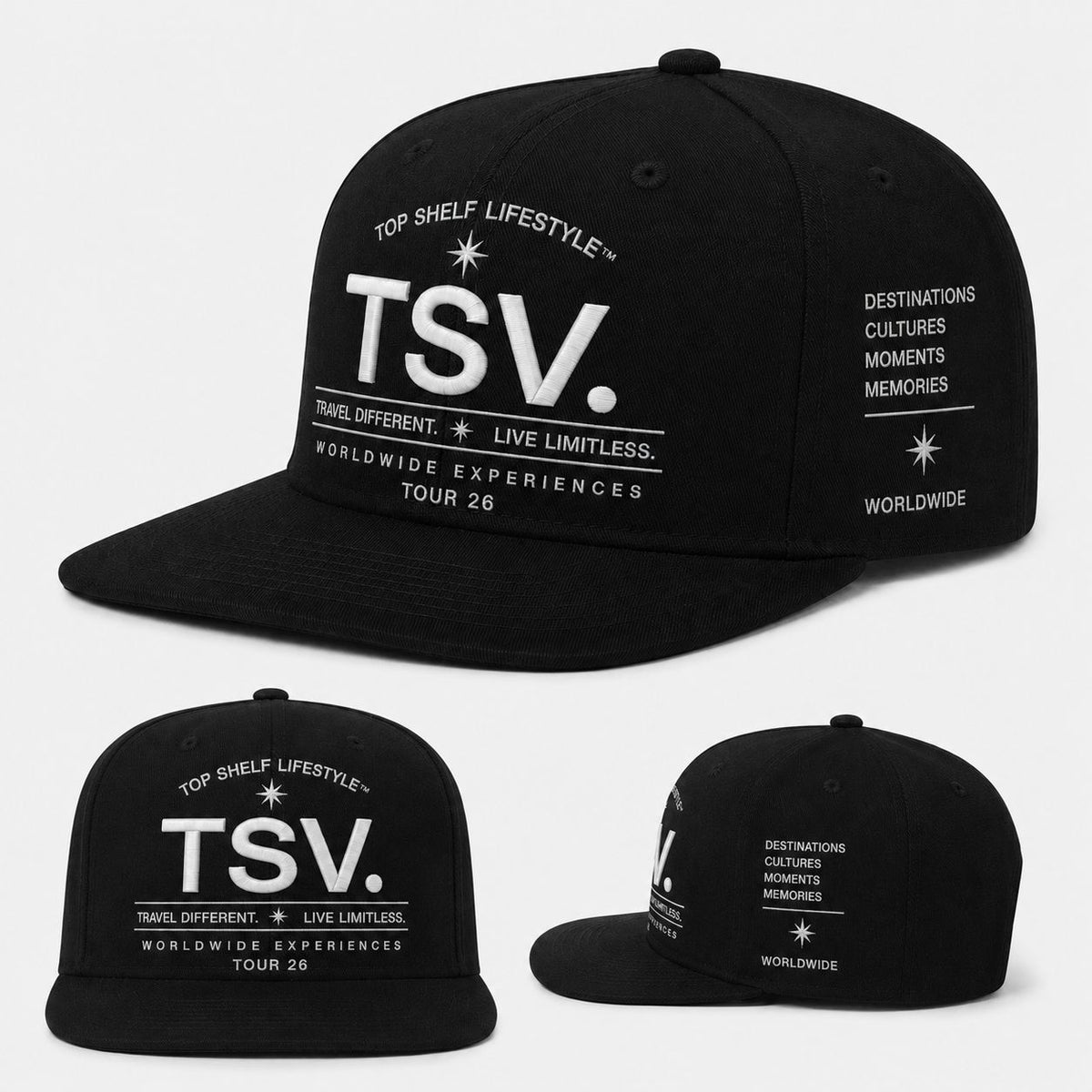 TSV Worldwide Experiences Tour ’26 Snapback — Black