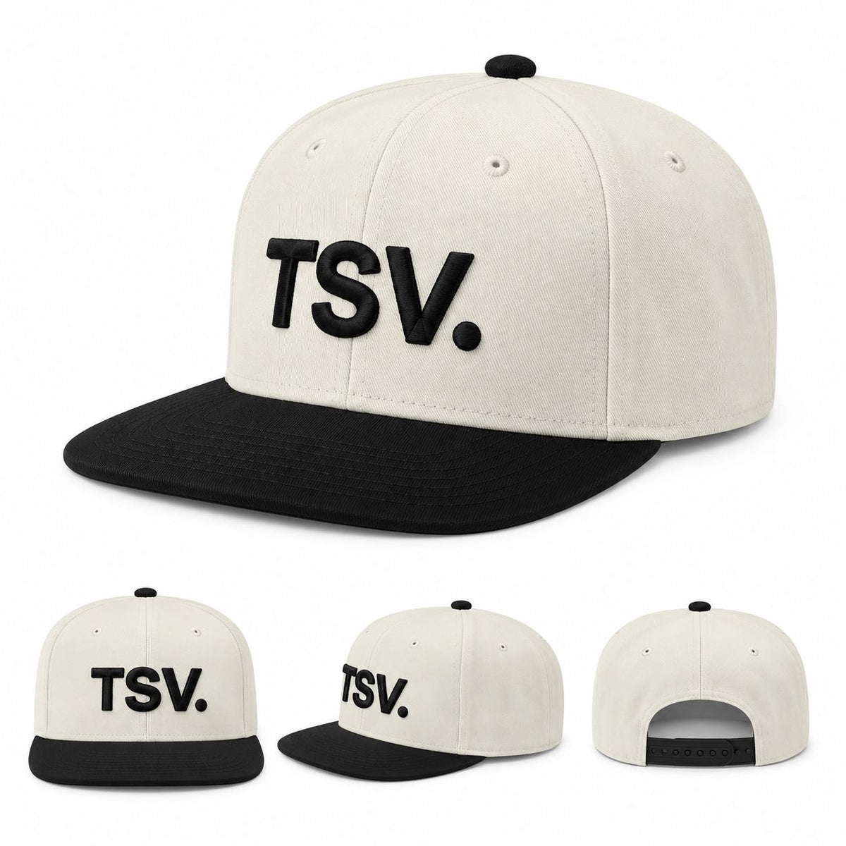 TSV Essential Logo Snapback — Cream/Black